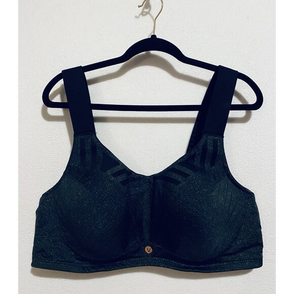 LIVI Sports Bra Womens 46DD Gray Black Max Support Underwire Wicking Workout - Picture 2 of 7